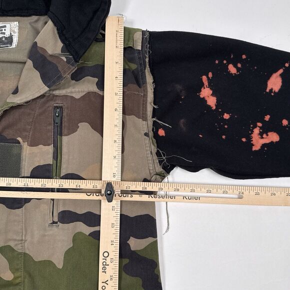 LF Furst of a Kind Jacket Women Medium Camouflage Bleach Stain Hood Grunge Alt - Picture 9 of 10